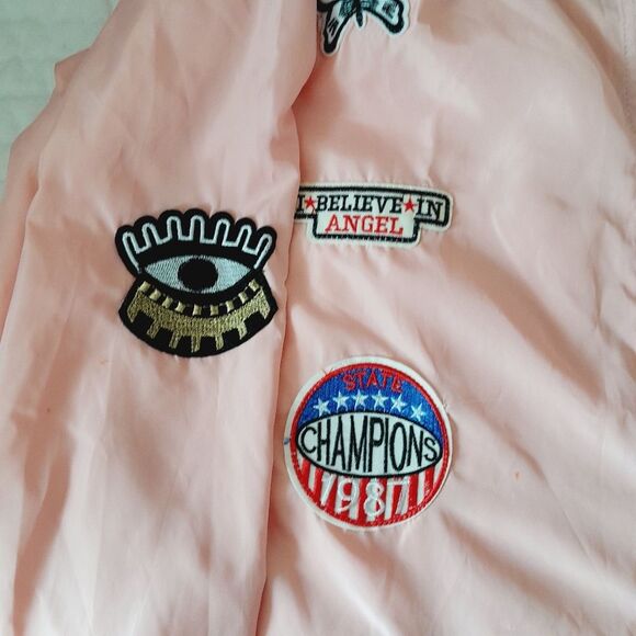 36.5 Long Bomber Jacket Patches Sporty Casual sz: S - Picture 4 of 10